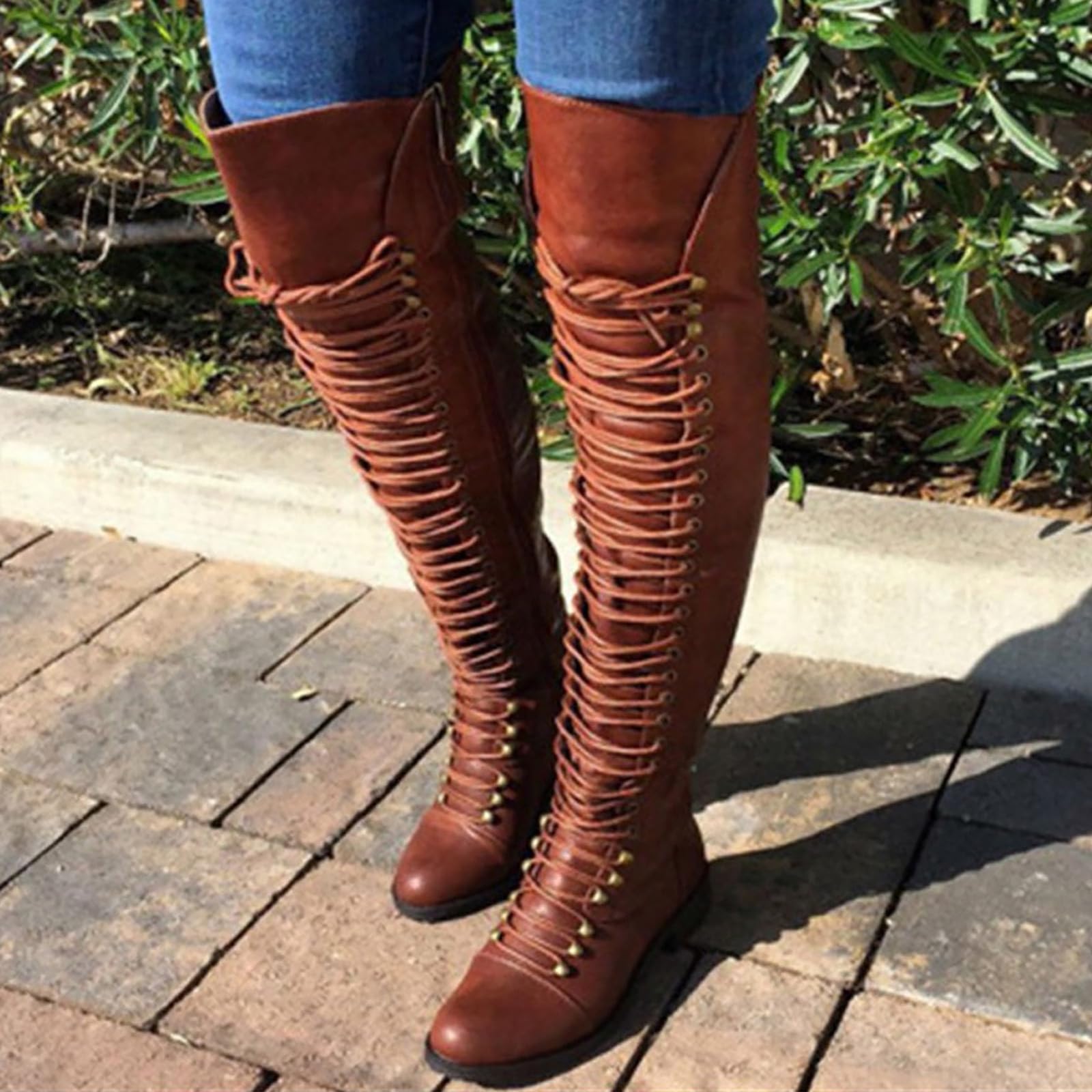 Botas de Invierno Mujer Botas clásicas con Cordones para Mujer Zapatos con Punta Redonda y tacón bajo para Exteriores Occidentales