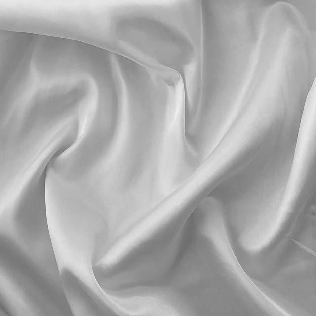 Silky Satin Liquid Fabric Plain Luxury Dress Craft Decoration Drape Dancewear Material 60"  150cm Wide | Sold Per Half Metre (White)