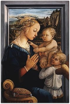 QUNYAAE Fra Filippo Lippi Art Painting Madonna and Child with Two Angels Poster Canvas Art Poster and Wall Art Picture Print Modern Family Bedroom Decor Posters 16x24inch40x60cm-Unframed