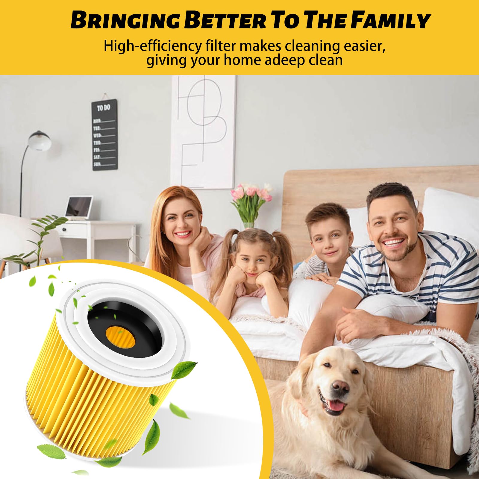 Set di 2 Filtro a Cartuccia di Ricambio Compatibile con Kärcher WD3 Premium, WD2, WD3, WD3P, MV2, MV3, Filtro di Ricambio Compatibile con Aspirapolvere Kärcher 6.414-552.0/64145520