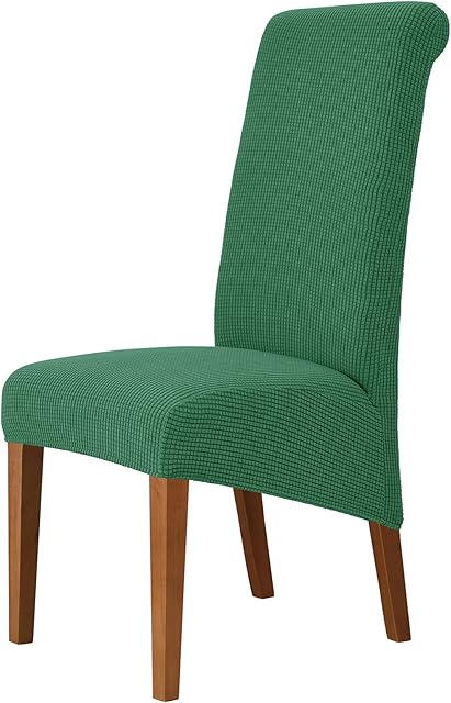 Large Dining Chair Covers High Back Stretch Super Fit Washable Removable Seat Covers Protector Slipcovers for Dining Room (Dark green,Set of 2)