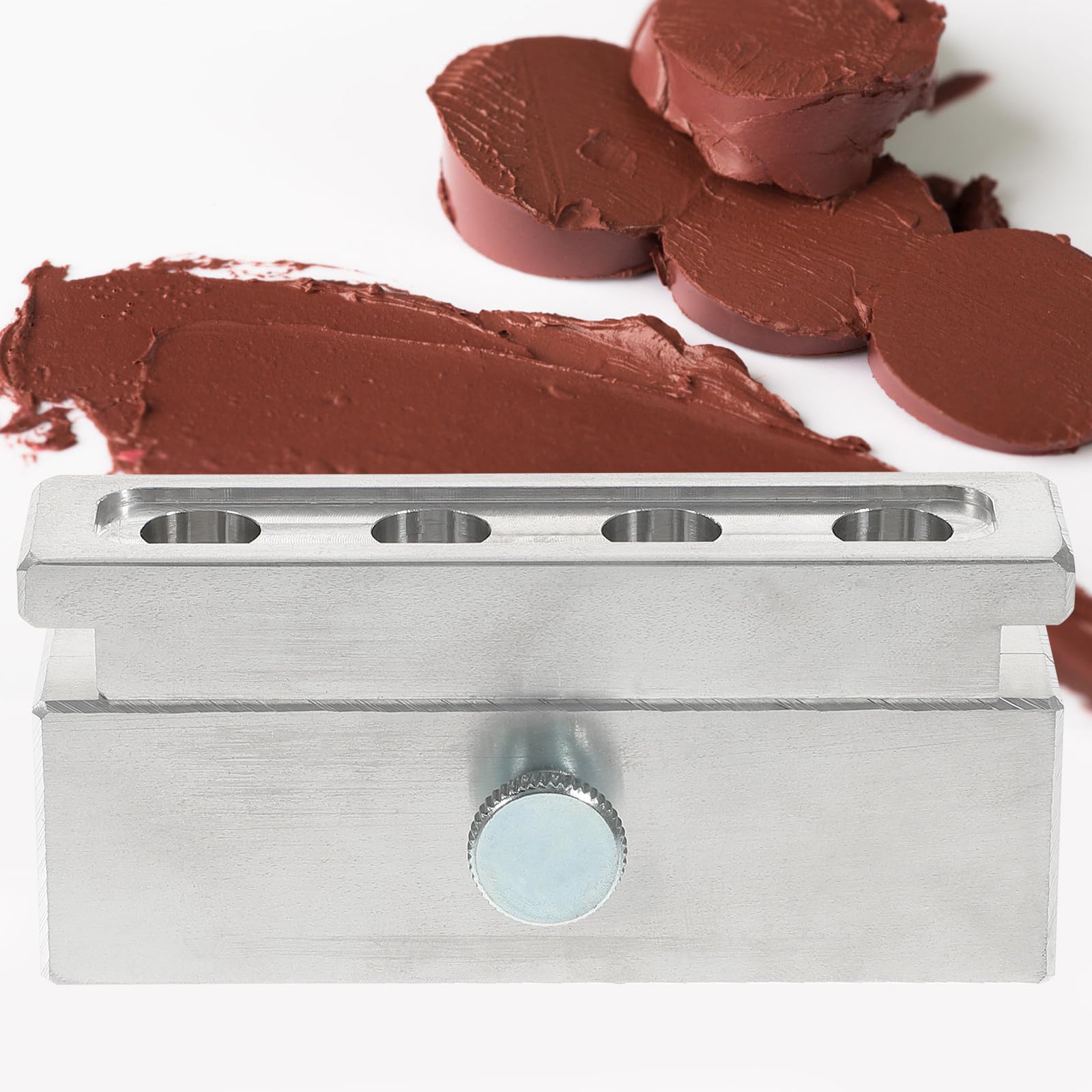 Lippenstiftform aus Aluminiumlegierung 4 loch Silber Lippenbalsamform für Selbstgemacht Lippenbalsam und Lipgloss ein Klick Entformung