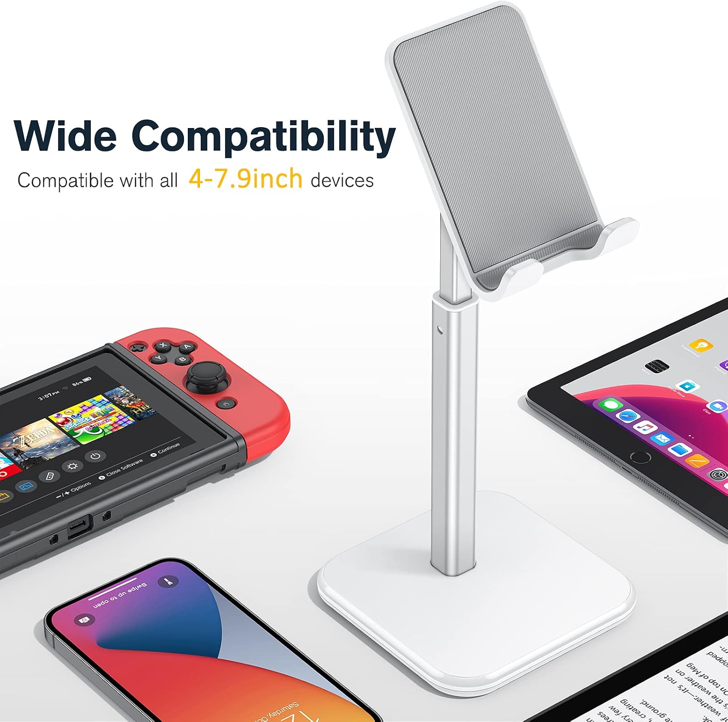 apiker Cell Phone Stand Holder for Desk,Compatible with All Smart Phone, White