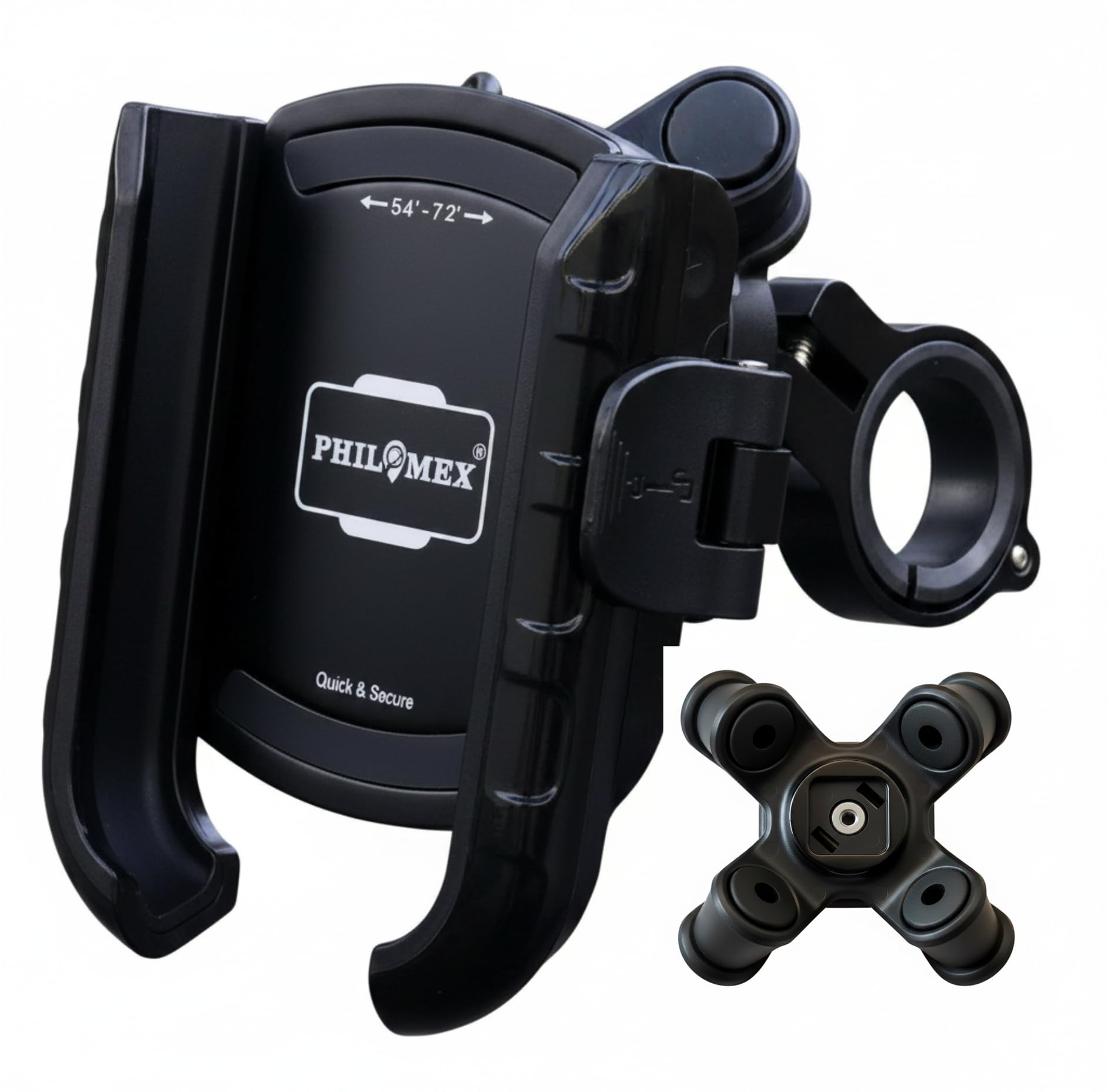 PHILOMEX Anti Vibration Damper with Quick Release 360° Rotation Waterproof Bike/Motorcycle/Scooter Mobile Phone Holder, Stand, Mount Ideal for Maps and GPS Navigation