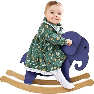 Wooden Rocking Horse for Toddler 1-3 Year Old, Baby Wood Ride-on Toys, Boys & Girls Rocking Animal for Birthday