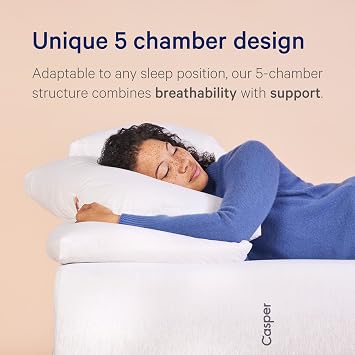 Casper Sleep Down Pillow for Sleeping, Standard, White & Sleep, Standard Essential Cooling Foam Pillow, White