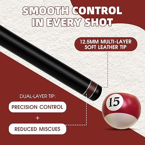 Miniatura 4 de Taco de billar compuesto de fibra de vidrio de 58 pulgadas de una pieza, juego de 4,21 oz (varios colores disponibles)