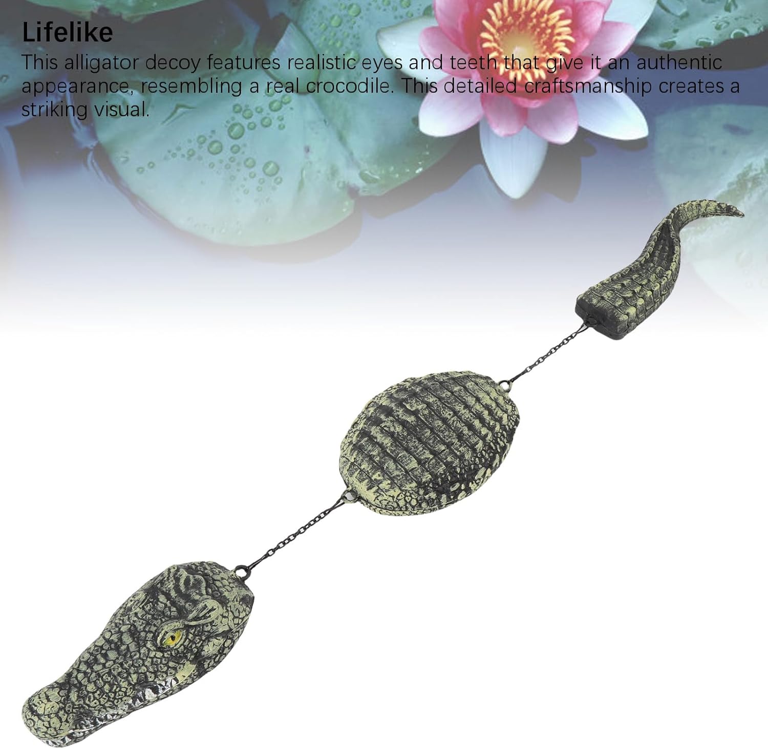 Dpofirs Floating Alligator, 3 Section Simulation Floating 32.9Inch Alligator Statue, for Garden Pond Backyard Decoration