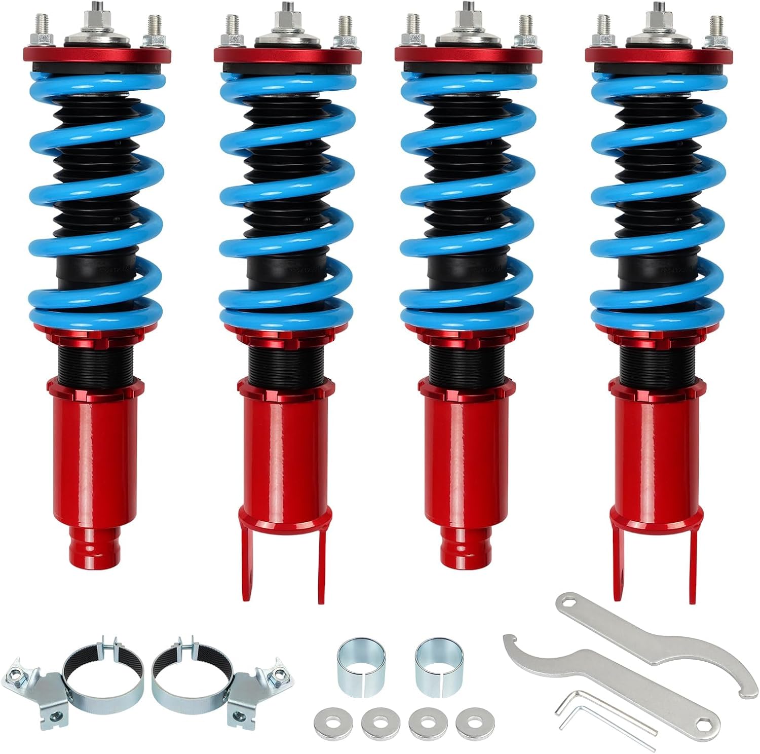 Upgrade Adjustable Coilovers Compatible with Honda Civic 1988-2000 CRX 1988-1991 Delsol 1993-1997 Integra 1994-2001 High Poundage Coil Spring Absorber Struts Suspension Lowering Kit Red