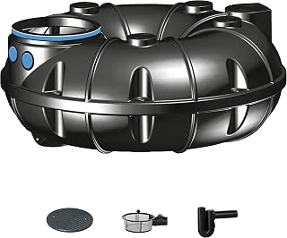 Zisterne 1500 Liter Regenwassertank NEO ECO inkl. Deckel, Korbfilter und Überlaufsiphon - Kunststoff, Kunststoffzisterne, Komplettset