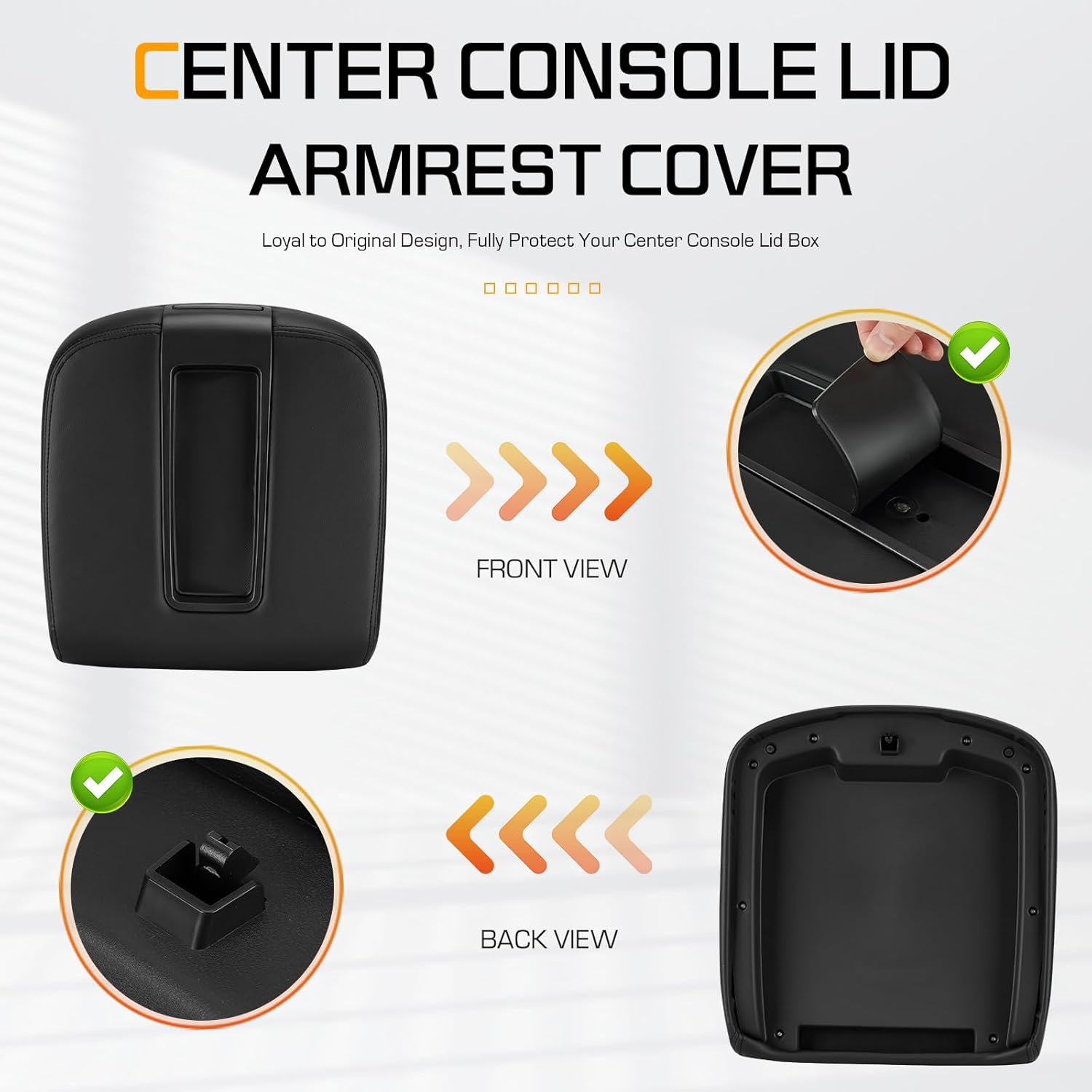 ILONPA Black Center Console Armrest Lid Box Cover Fits for 2007-2014 Chevy Silverado Avalanche Tahoe Suburban, GMC Sierra Yukon XL Replace for 15217111 15941534 19328718, Durable and Easy Installation