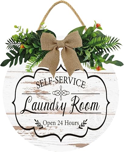 Letreros de lavandería para pared, diseño rústico de reglas de lavandería, letreros enmarcados, letrero de madera rústica, aspecto vintage, para el