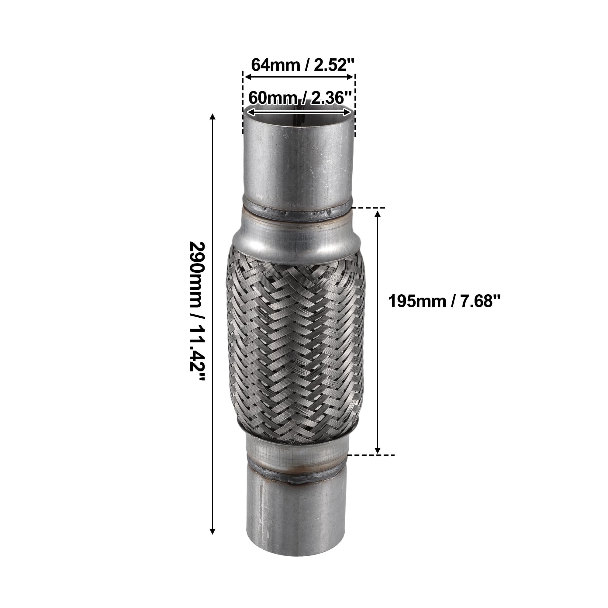 QUARKZMAN Tubo Flessibile Universale per Scarico Auto Argento 60x290mm