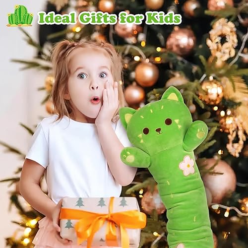 Miniatura 5 de Prewplam Almohada larga de felpa con forma de gato, almohada de felpa de gato de 24 pulgadas, peluche largo Kawaii, peluche largo de gato, juguete