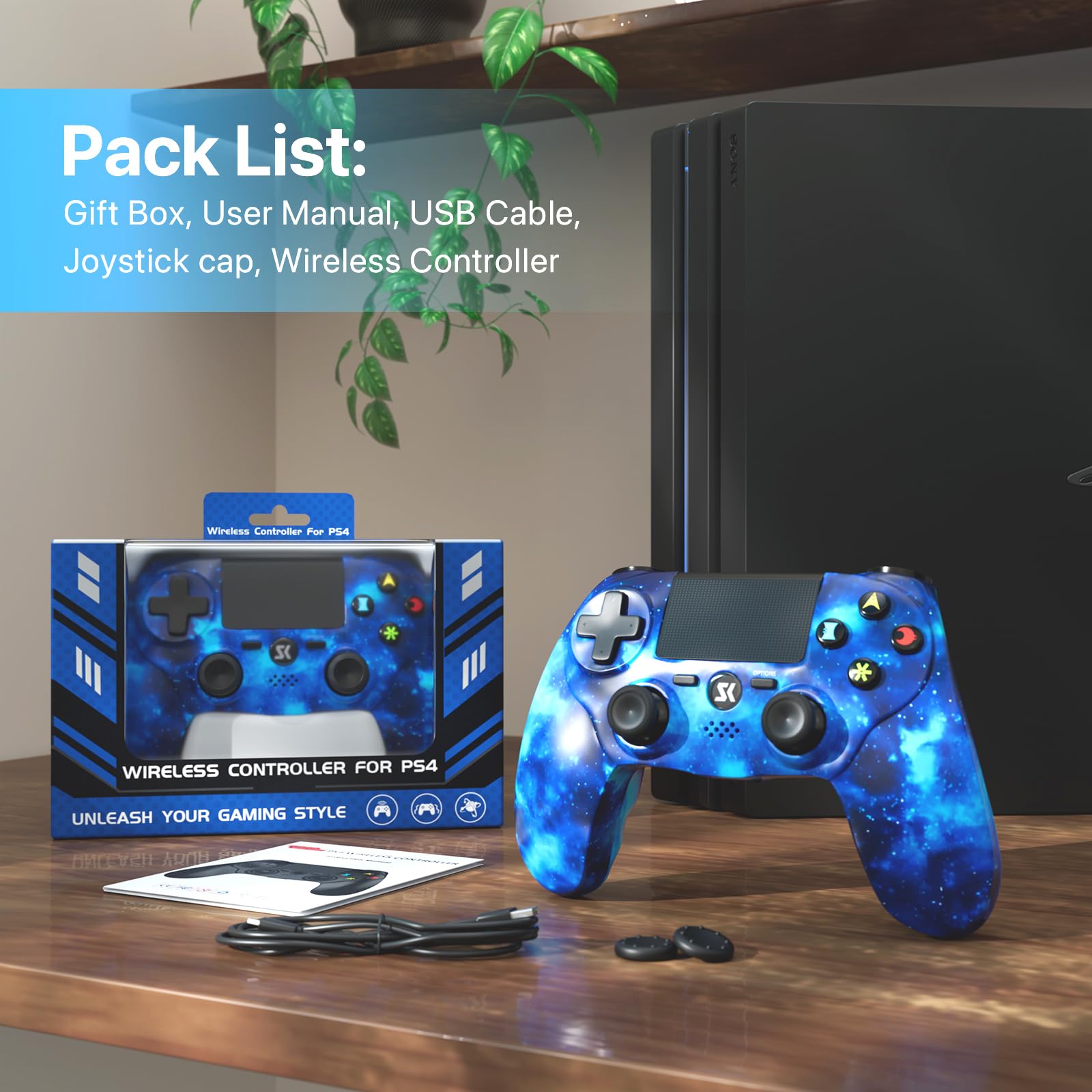 CHENGDAO Controller Wireless per PS4, Controller Multipiattaforma da 2 Pezzi Compatibile con PS4/Pro/Slim/PC/iOS/Android/MacOS, con Doppia Vibrazione/Jack Audio da 3,5 mm/Touchpad Sensibile
