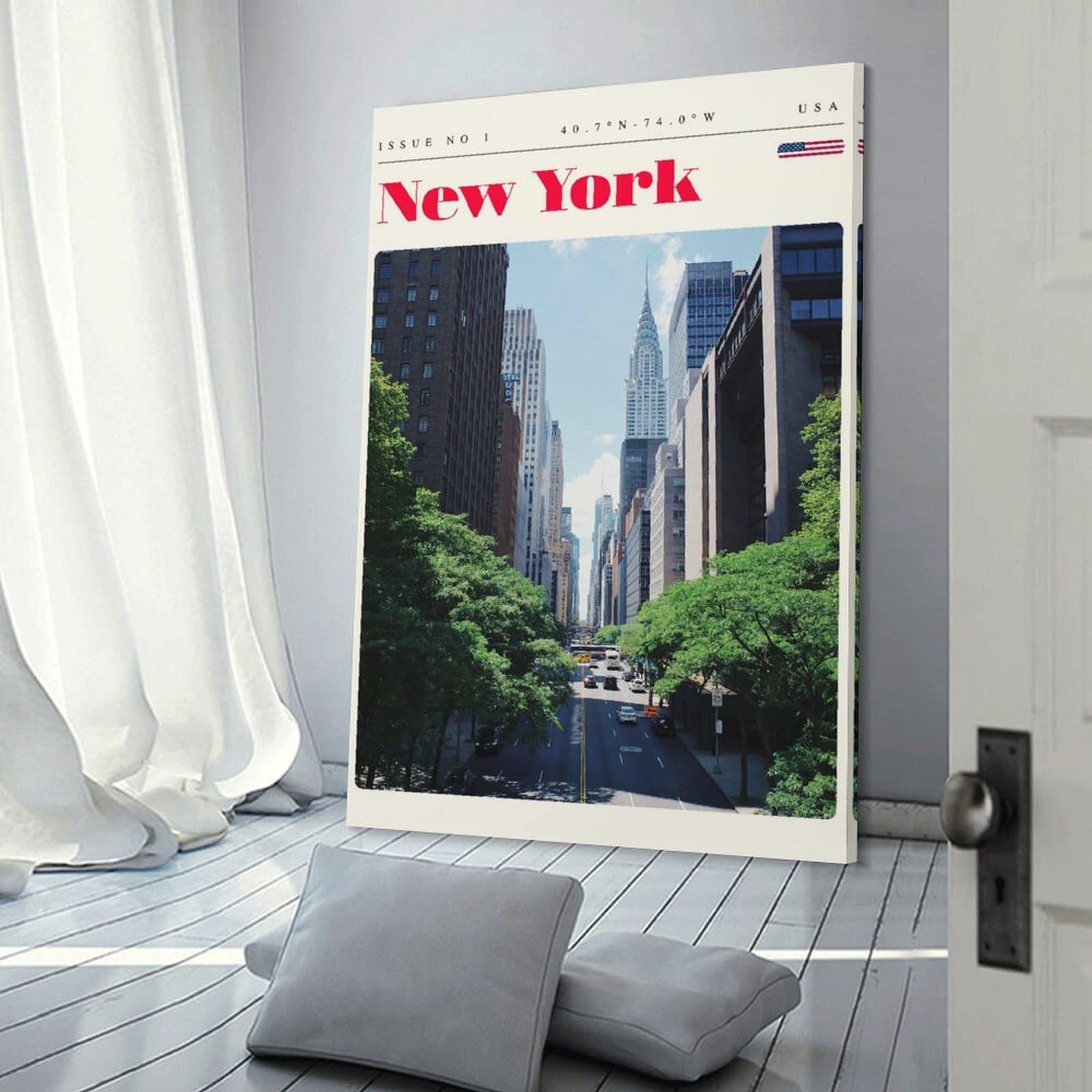 Junmoney New York City Travel Art Decorative Wall Artwork, 08x12inch(20x30cm), for Home Lounge, Bedroom Or Reading Nook, Eye Catching Artwork for Blank Walls