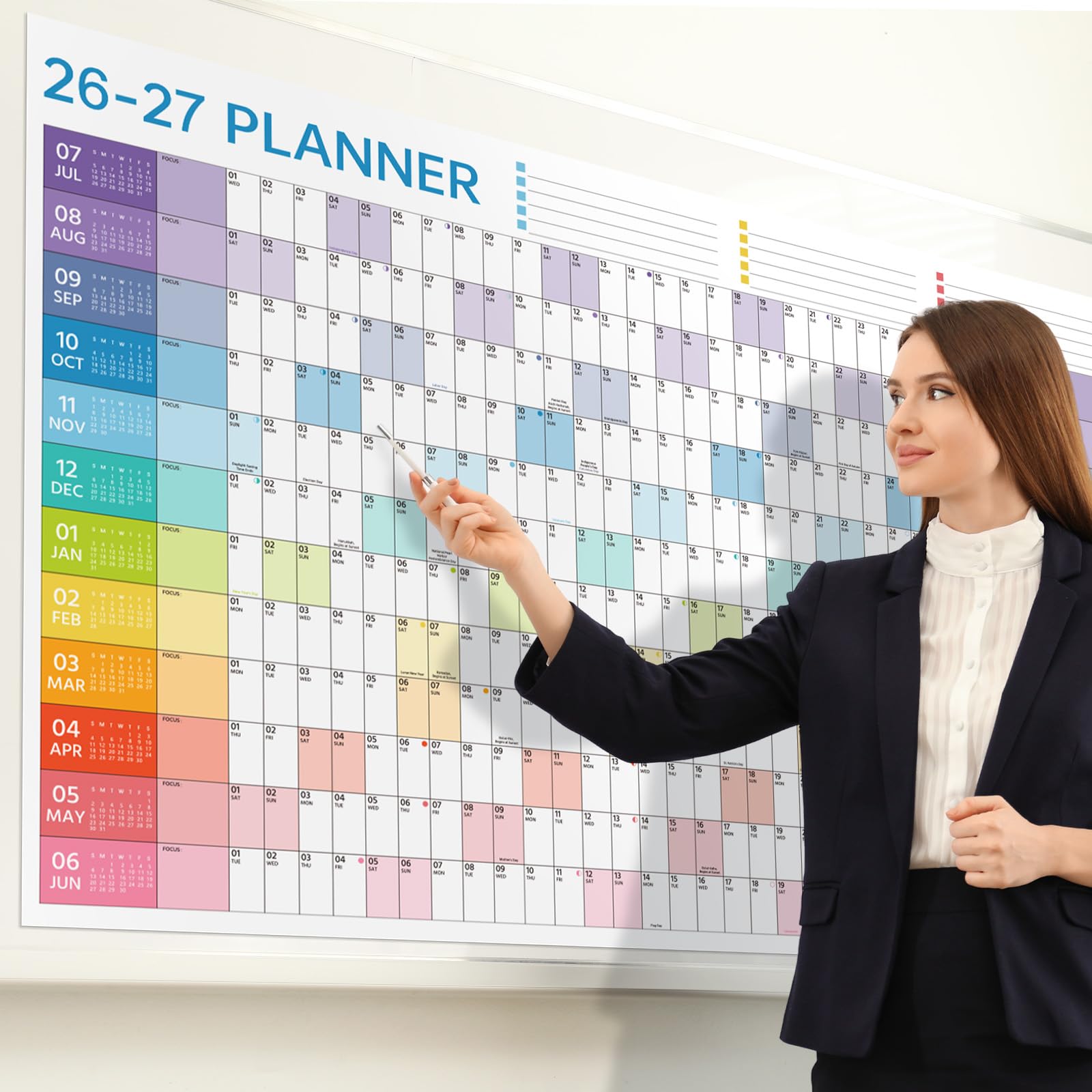 MaaIbok 2025 Wall Calendar - January 2025 - December 2025, Yearly Wall Calendar 2025, 23.1"X 34.6" (Open), Full Year Calendar One Page, Annual Year Calendar with Stickers, Holidays