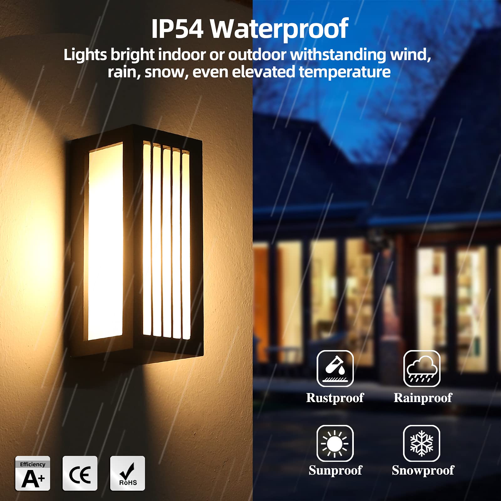 HLFVLITE Zewnętrzna lampa ścienna, aluminiowa zewnętrzna lampa ścienna góra i dół nowoczesny zewnętrzny kinkiet ścienny, wodoodporność IP54, antracyt szary