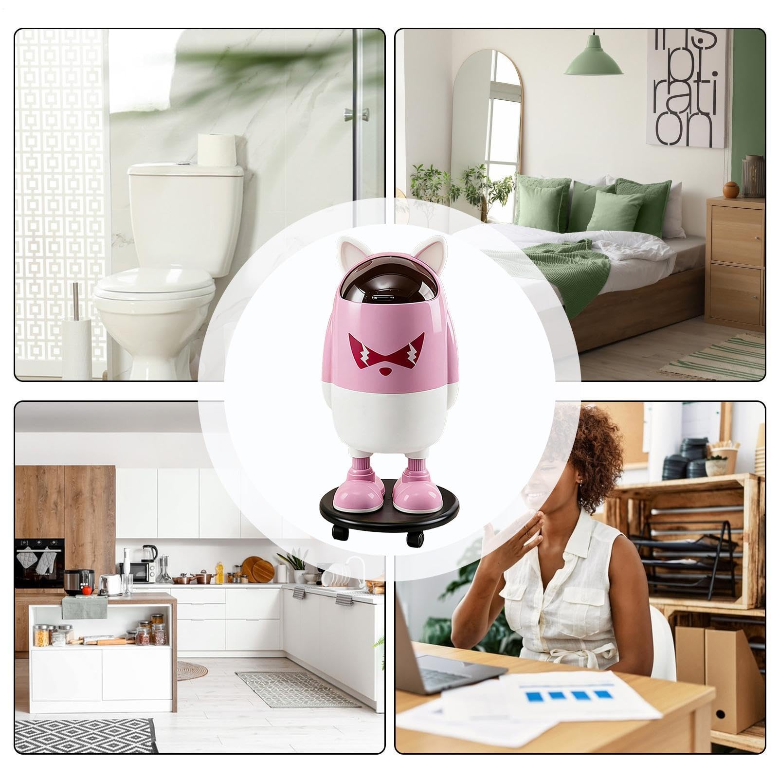 Cubo de basura de cocina Papelera divertida con ruedas y tapa | Con tapa para basura de cocina Decoración Doméstica, Casa Rural, Hotel, Restaurante, Camping, Aire Libre, Viaje por
