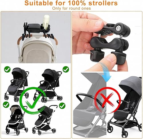 Miniatura 5 de Bandeja universal para refrigerios para cochecito, 3 en 1, soporte para taza de cochecito, soporte para teléfono, bandejas de aperitivos con