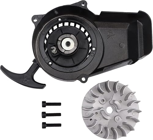 WOOSTAR Arrancador de retroceso con volante de repuesto para 2 tiempos 47cc 49cc Pocket Dirt Bike Mini ATV Motor Negro