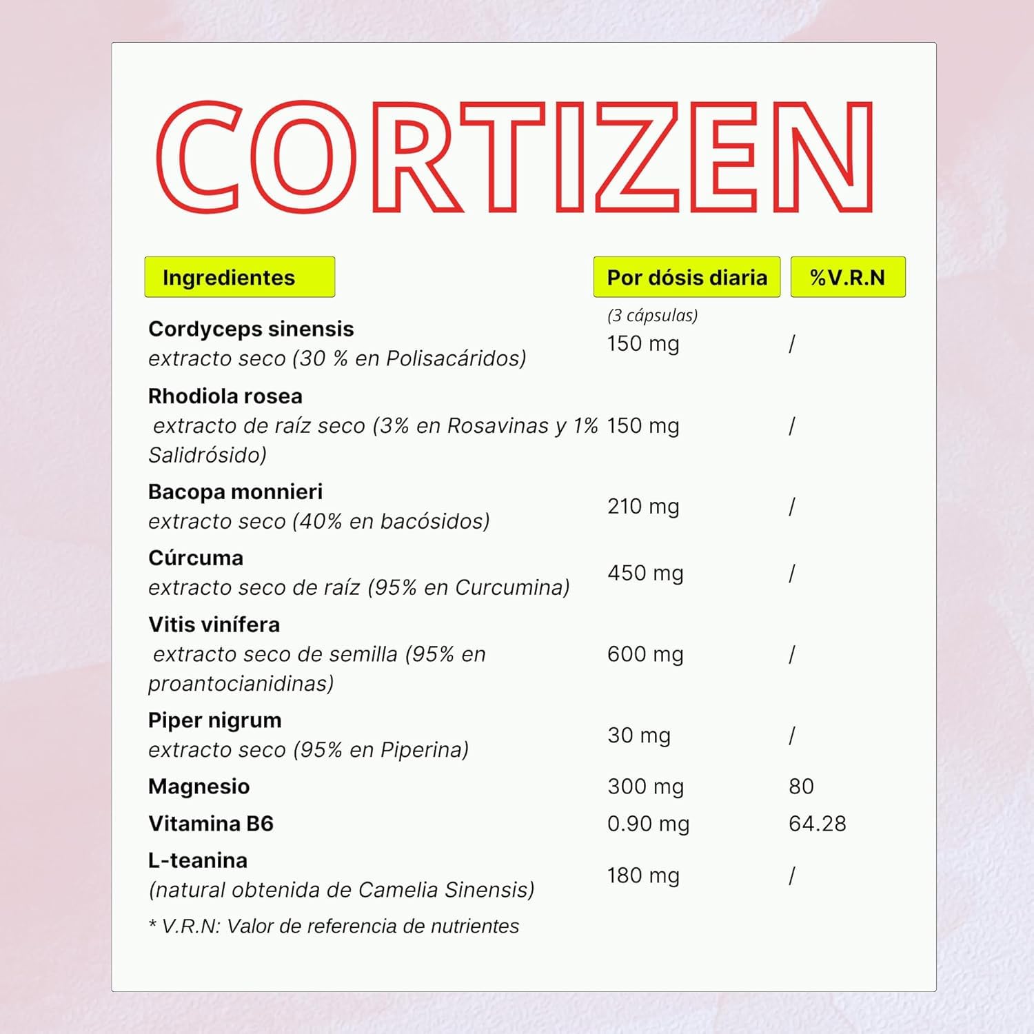 CORTIZEN – Suplemento Mujer Cordyceps capsulas + Rhodiola + Bacopa + Magnesio | Regulador Hormonal Natural, Equilibrio Emocional y Bienestar | Estrés y Cortisol | 90 Cápsulas | Nonna Cosmetics