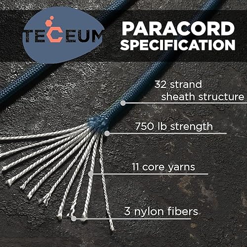 Miniatura 175 de TECEUM Cuerda de paracaídas de 750 libras – 1000 pies / 200 pies / 120 pies / 100 pies / 50 pies – Cuerda de paracaídas para campamento, Camuflaje