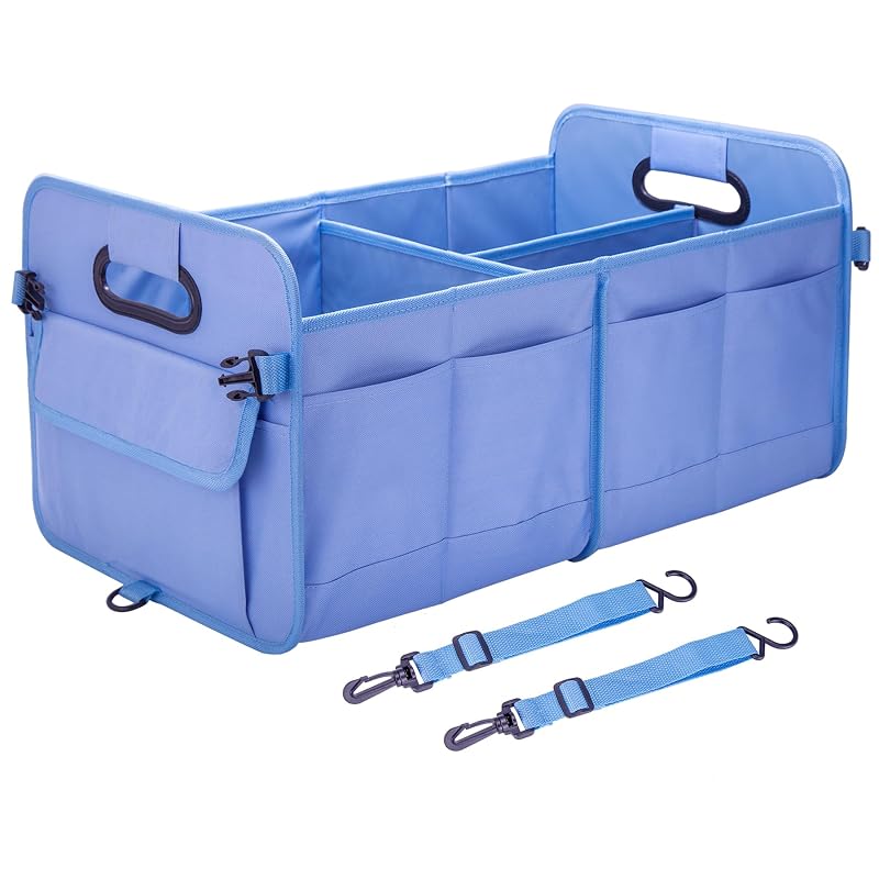 Organizador para Porta-Malas titiyiof em Oxford 70 L Dobrável com Divisórias Ajustáveis e Alças de Fixação Azul-claro
