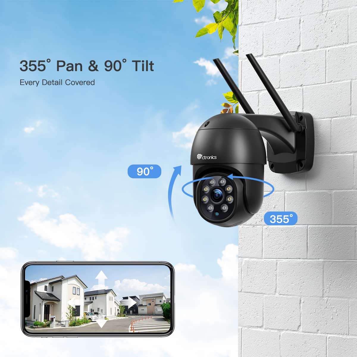 ctronics [Zoom ottico 30X] 5MP Telecamera Wifi Esterno PTZ Videocamera Sorveglianza Esterno con