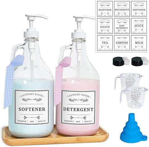 LIKAJON Glass Laundry Detergent Dispenser, Liquid Laundry