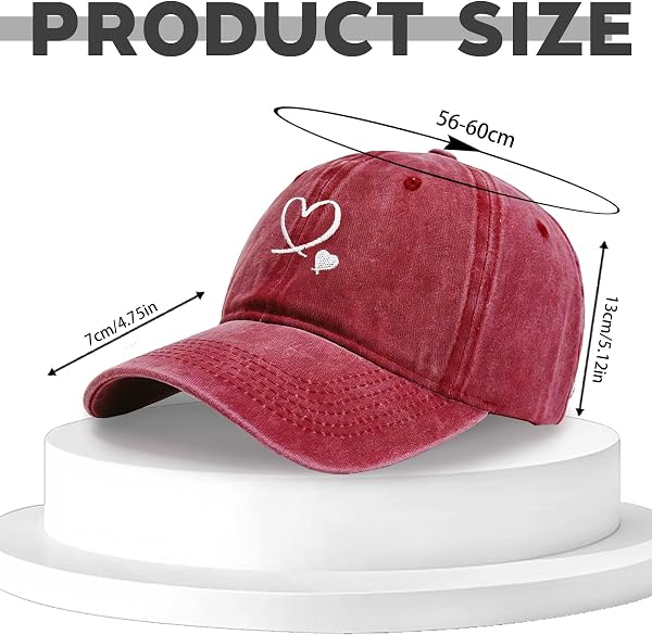Casquette de baseball unisexe réglable en coton avec broderie en forme de cœur - 2