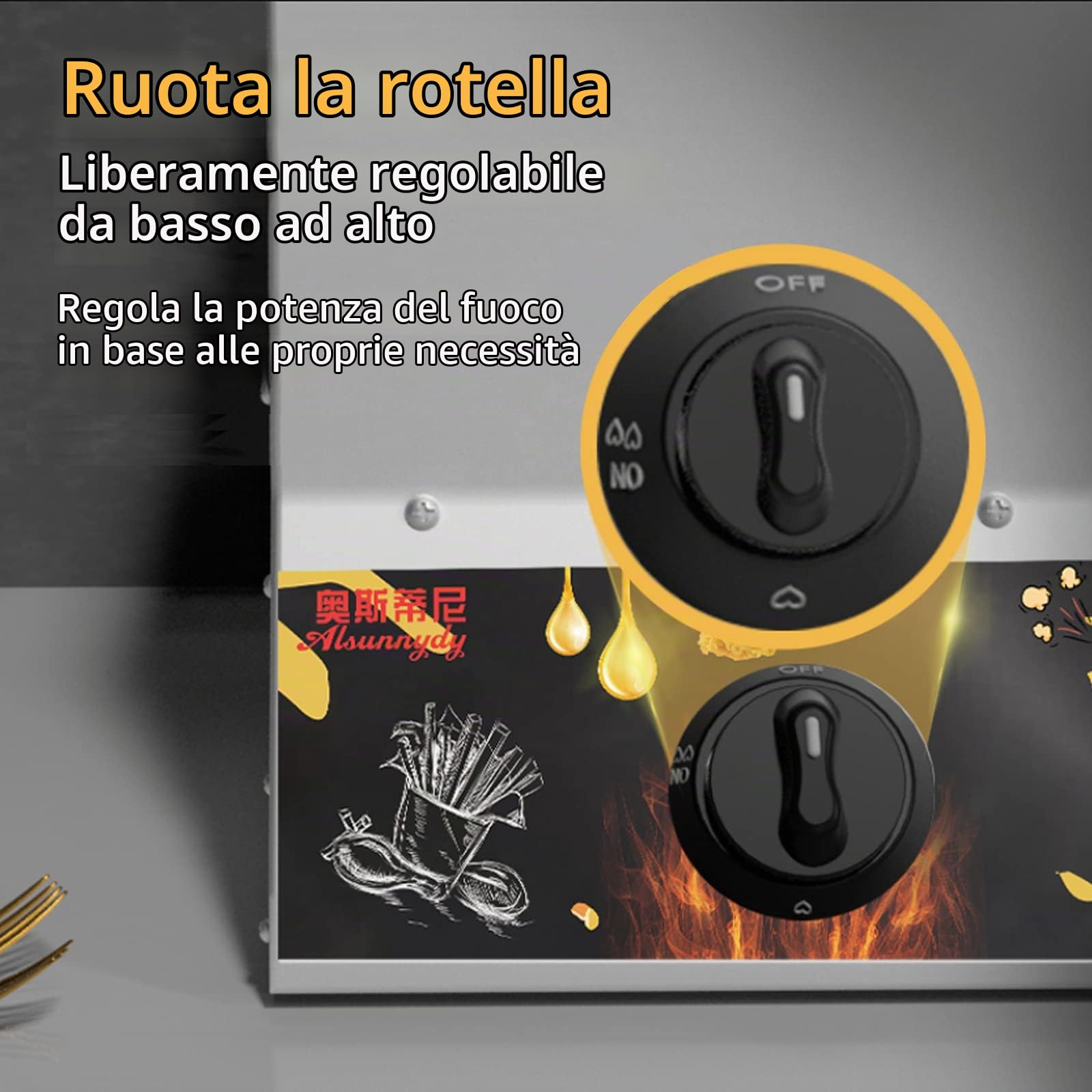 Friggitrice a Gas Grande capacità 11/22 L, Friggitrice GPL in Acciaio Inox per Uso Domestico e Commerciale, Potenza di Fuoco Regolabile, con Cestelli E Coperchi, per Patatine Ciambelle Pesce, Easy C