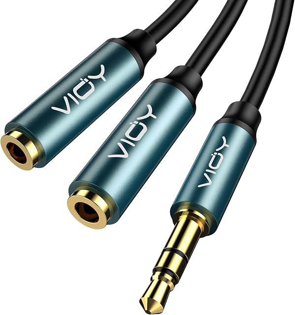 Headphone Splitter, VIOY Double 3.5mm Headphone Jack Audio Splitter Cable Male to Female Dual Earphone Splitter 2 way Headphone Extention for smartphones.