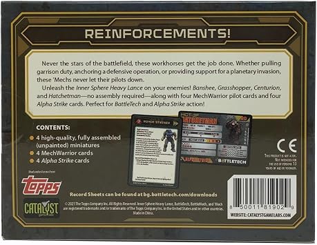 Catalyst Game Labs BattleTech | Miniatures | Inner Sphere Heavy Lance | Expansion | Miniature Game Ages 14+, Black