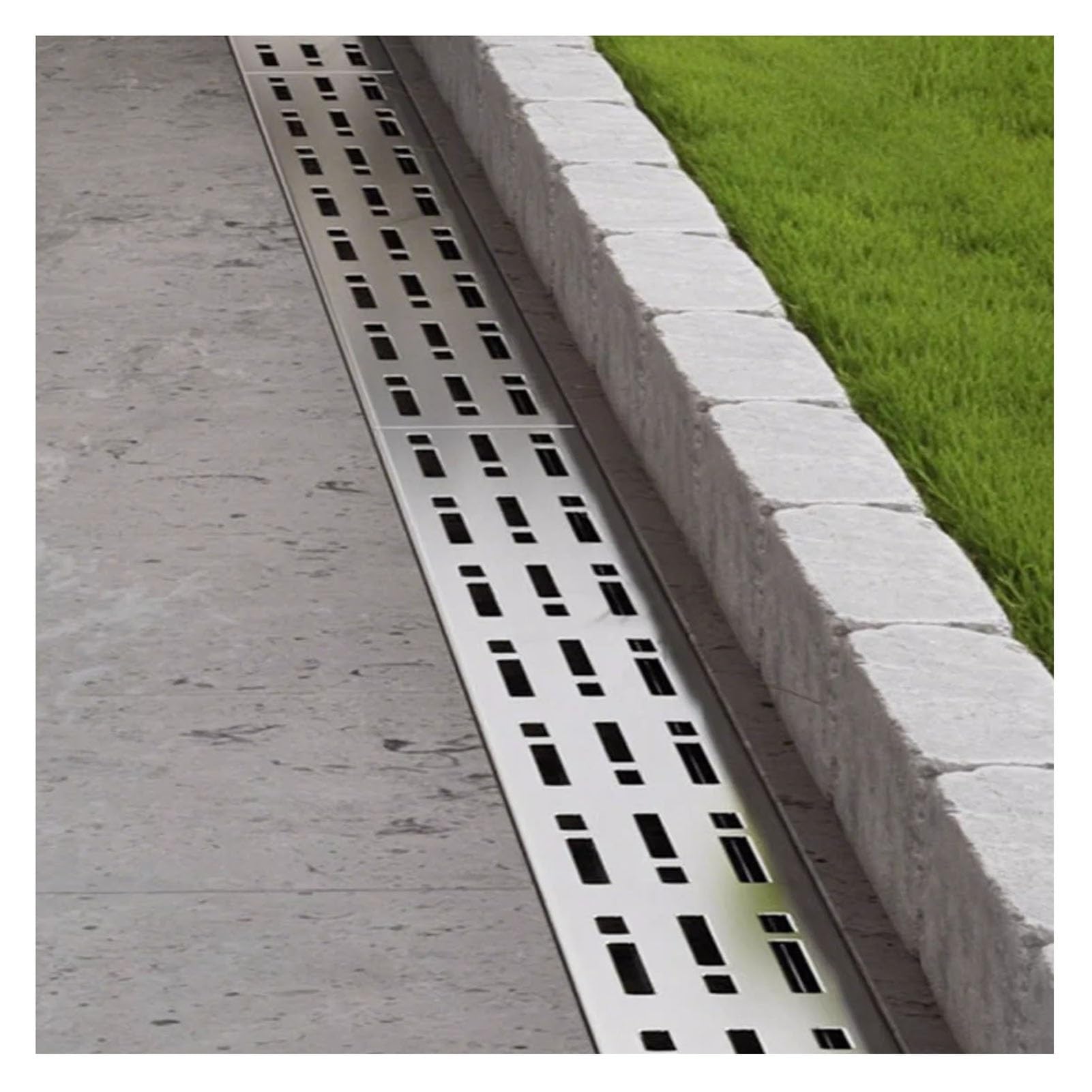 Caniveau de drainage en acier inoxydable pour garage et jardin - Lot de 5 de 100x6x4 cm avec grille