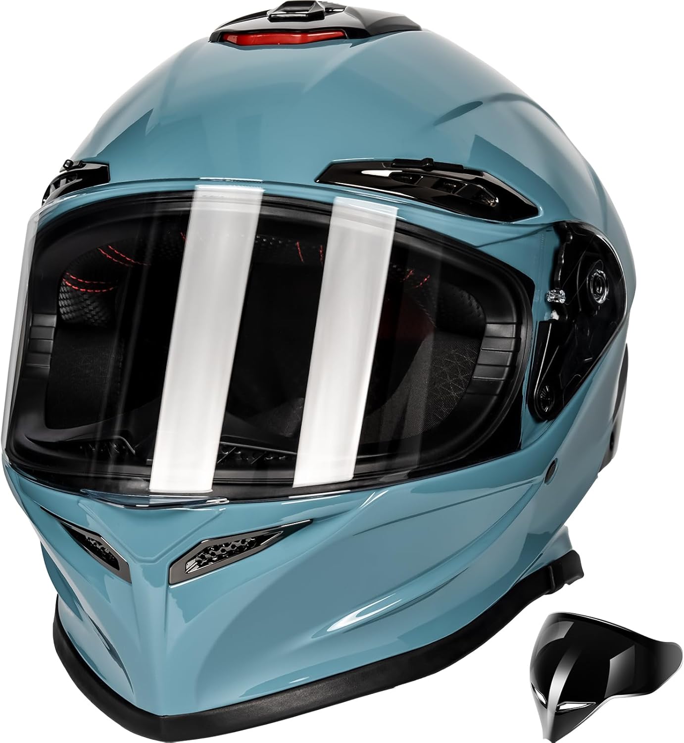 Full Face Helmet - Street Dirt Bike ATV Off-Road Racing Motorcycle Motocross Helmet with Transparent Visor- DOT Certified Blue Large