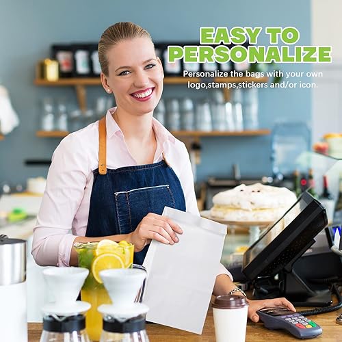 Miniatura 6 de 400 bolsas de papel blanco kraft, bolsas de embalaje, pequeñas bolsas de papel blanco para almuerzo, mini bolsas de papel para dulces, aperitivos,