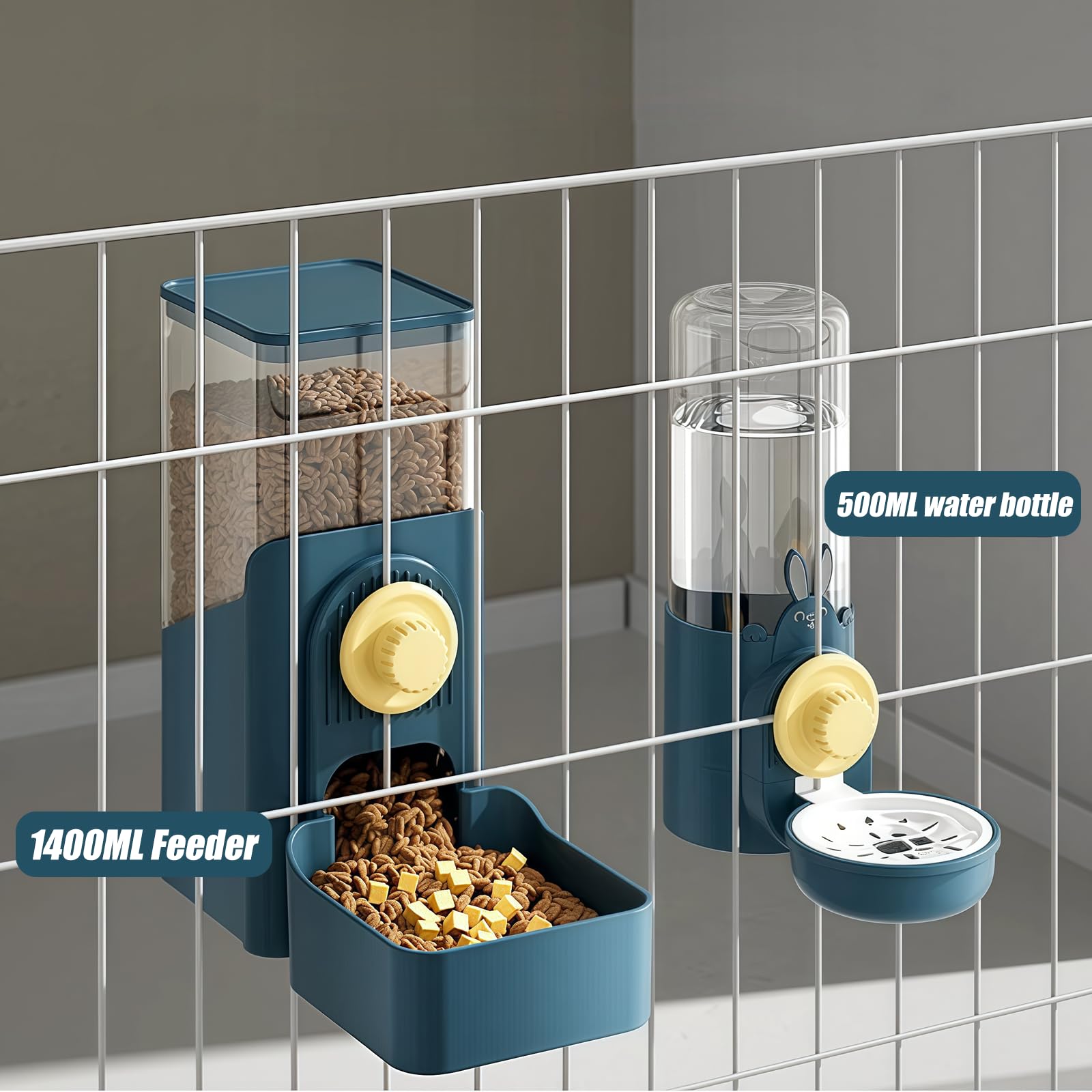 Cage suspendu avec fontaine pour animaux de compagnie : Fontaine suspendue pour cochons d'Inde, distributeur automatique de nourriture pour chats, lapins, chiens et cochons d'Inde
