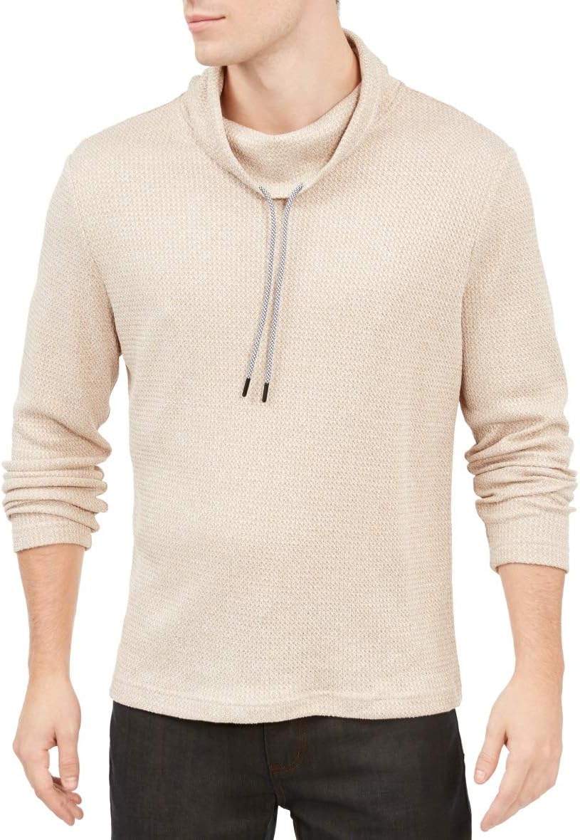 Alfani Mens Funnel-Neck Hooded Sweatshirt Pullover Beige XL