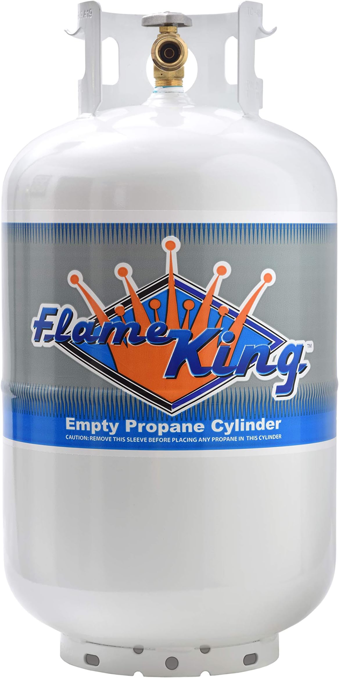 Flame King YSN-301 30 Pound Steel Propane Tank Cylinder with Type 1 Overflow Protection Device Valve DOT and TC Compliant, White