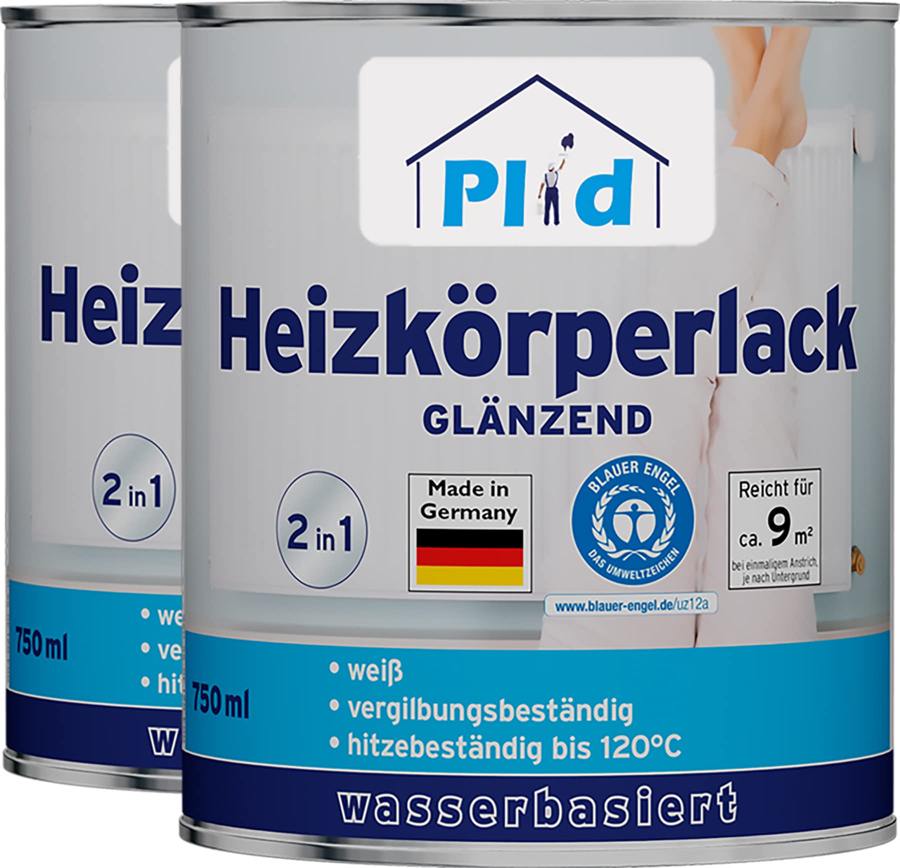 Plid Heizkörperlack Weiß Glänzend 1,5 l – Thermolack Wasserbasiert