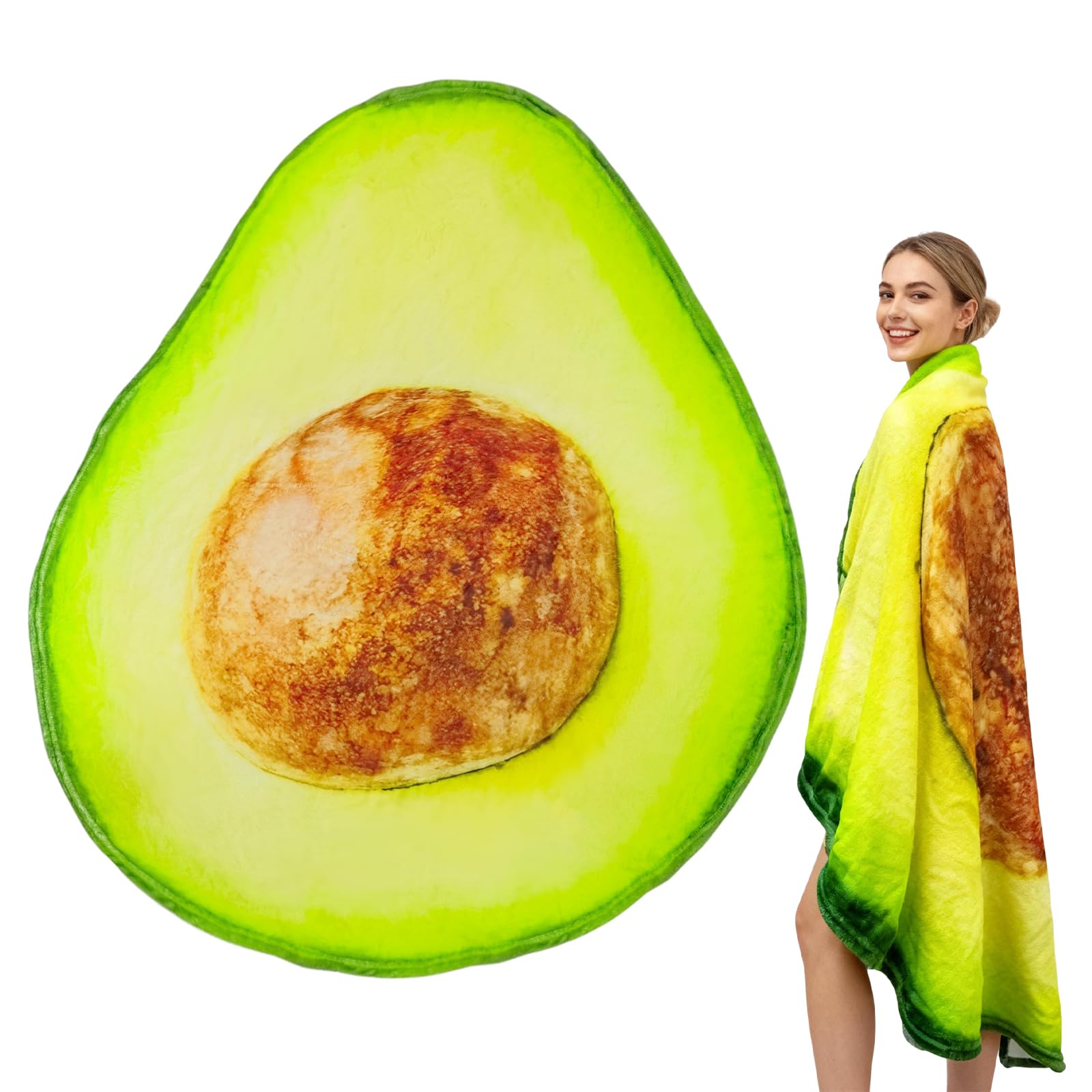 Manta Pizza, Manta Redonda, Blanket Suave y Cálida para Todas Las Estaciones, Cobijas de Invierno, Mantas para Cama y Sofá, Ideal para Dormitorio, Camping (Aguacate, 120cm)