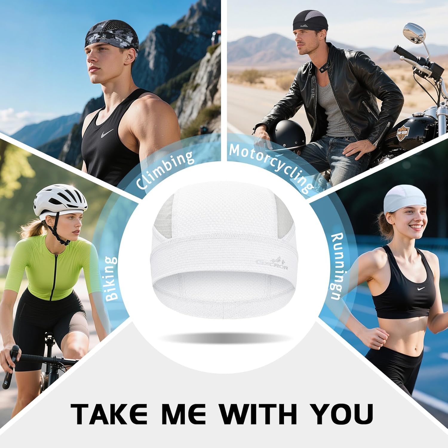 GXCROR Cooling Skull Cap for Men Women Sweat-Wicking Breathable Mesh Liner for Helmets, Summer Cycling Motorcycle - Image 6