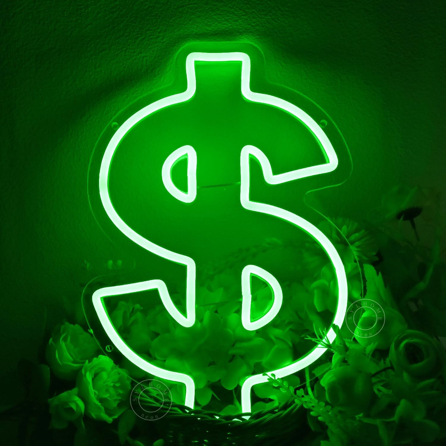 SYLHOME Dollar Led Neon Light Sign Money Green Home Office Shop Bar Business Company Wall Sign Decor Birthday Christmas Party Decor 13.78" X 9.65" USB - Image 7