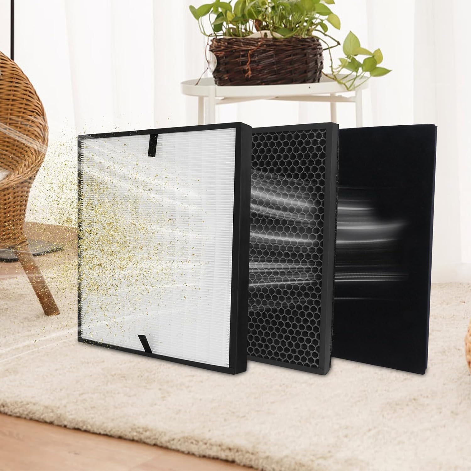 7-Pack Replacement Filters Compatible with Air Doctor 3000, 3000Pro Air Purifier, 1 Air Filter, 2 Activated Carbon and 4 Extra Carbon Pre-Filters - Image 2