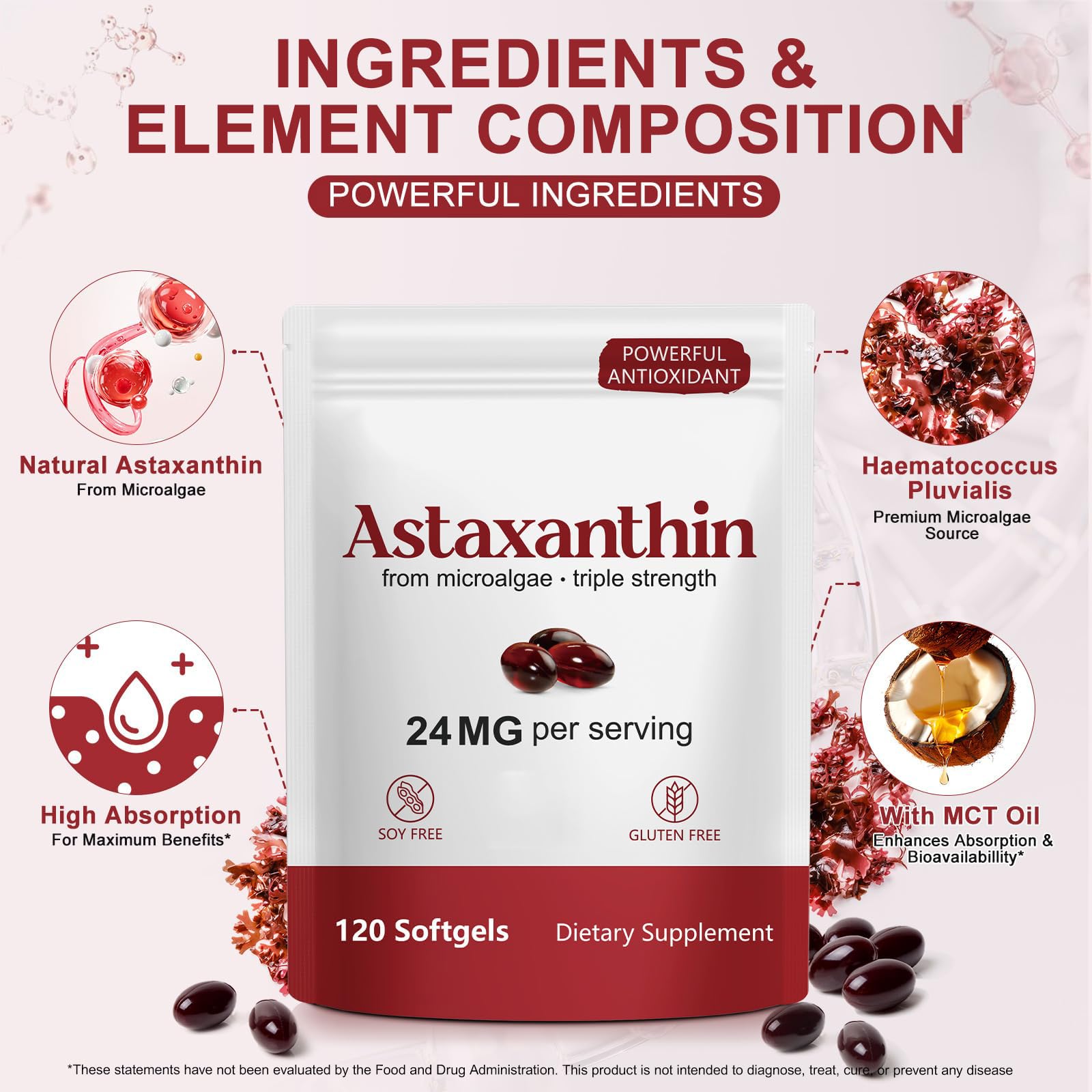 FANSHI Astaxanthin 24mg Supplement, 120 Microalgae Liquid Softgels — Amazon image 2