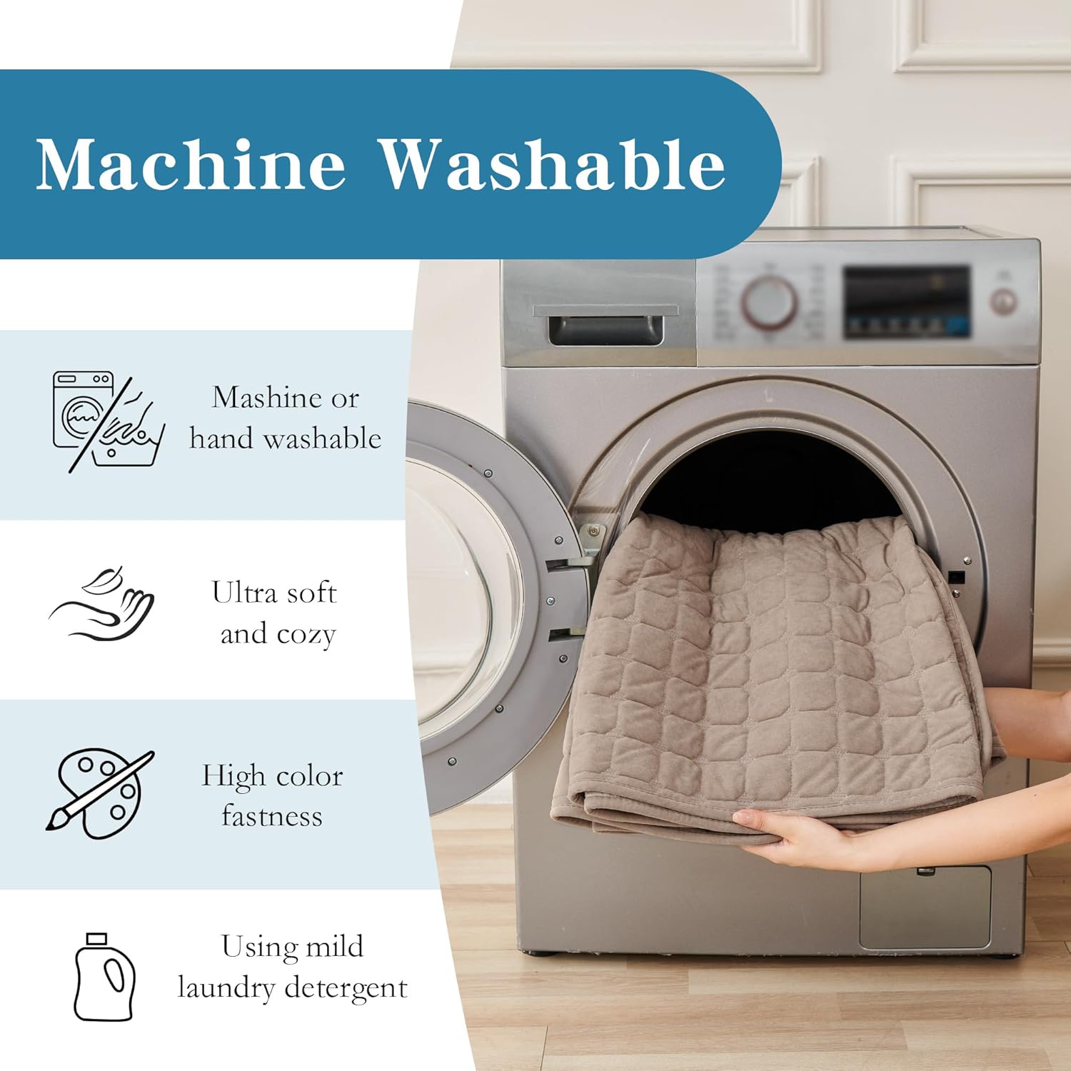 MYSKY HOME Sofa Cover, Couch Cover for Dogs Washable, Sectional Couch Covers, Sofa Slipcovers for 2-3 Cushion Couch Sofa, Anti Slip Furniture Protector Covers for Pets (Khaki, 34"x 71", Only 1 PCS)