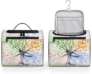 Bolsa de higiene pessoal para mulheres, bolsa de lavagem de viagem de grande capacidade para árvore de quatro estações bolsa de maquiagem portátil bolsa de banheiro impermeável para chuveiro bolsa de banheiro para cosméticos acessórios essenciais, Multicor
