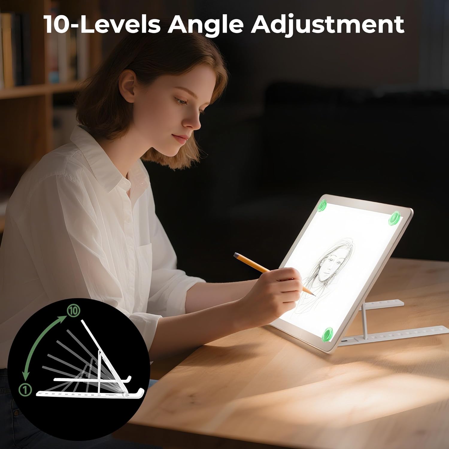 A4 Tracing Light Box for Drawing,Bawaslom Rechargeable Light Pad with Adjustable Stand and Strong Magnets,Ultra-Thin & Bright LED Drawing Board for Vinyl Weeding,Diamond Painting Art,Sketching