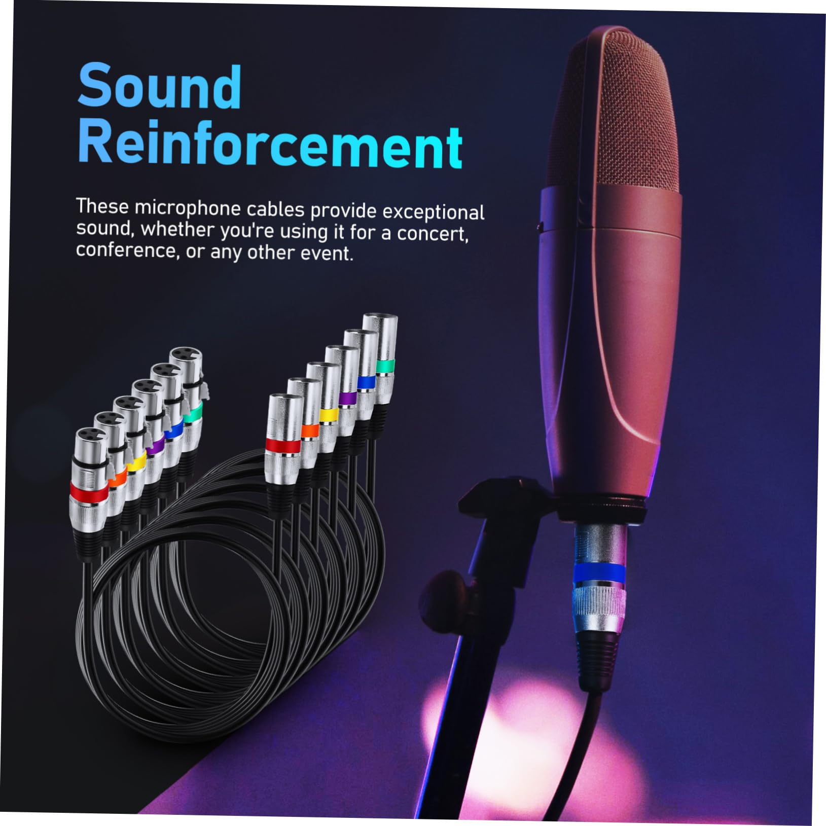 Toyvian Cable de Micrófono Macho a Hembra Xlr de 3 Pines Doble Blindaje de Cobre para Uso Profesional y Refuerzo de Sonido en Conferencias, Paquete de 6 Cables